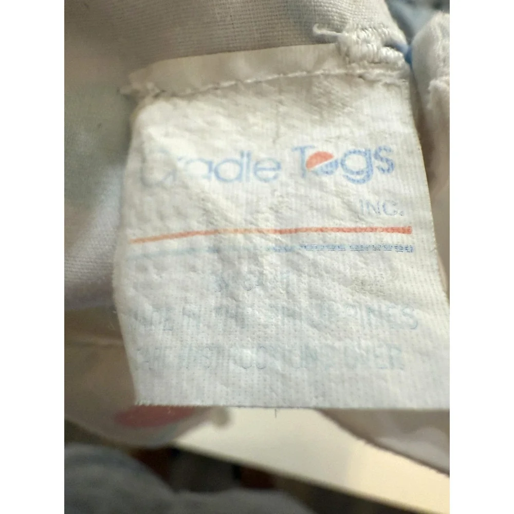 Vintage 80s Cradle Togs Baby Bib‎ White Pastel Polka Dot Ruffle